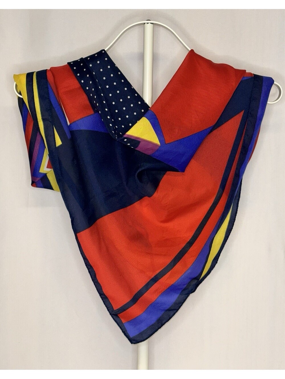 Vtg Baar Beards Scarf Italy Polyester 31” Square Geometric Polka Dot Colorblock